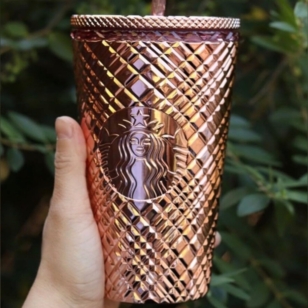 Starbucks winter holiday jeweled rose gold tumbler cold 16FL oz